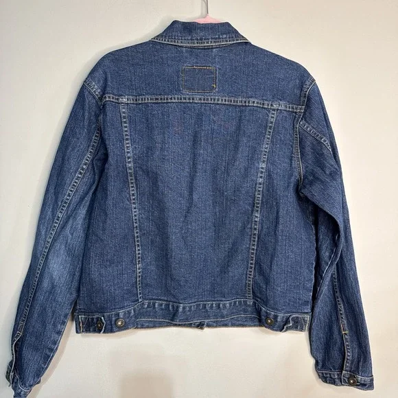 Levi Strauss Signature Denim Jacket Womens Y2K Cropped Trucker Sz Large 12/14 - Picture 5 of 16